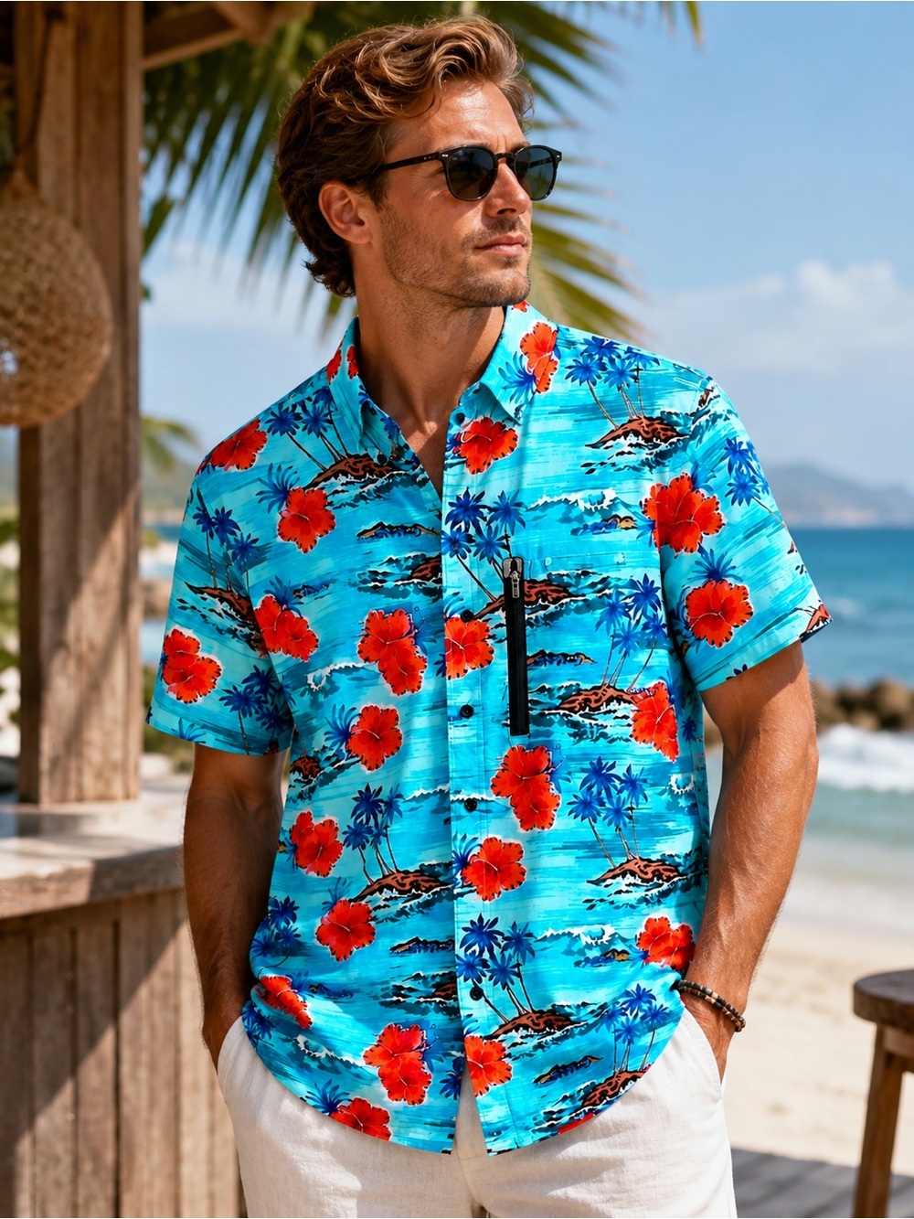 Speedo Men’s XXL Hawaiian Tropical Short Sleeve Shirt XXL
